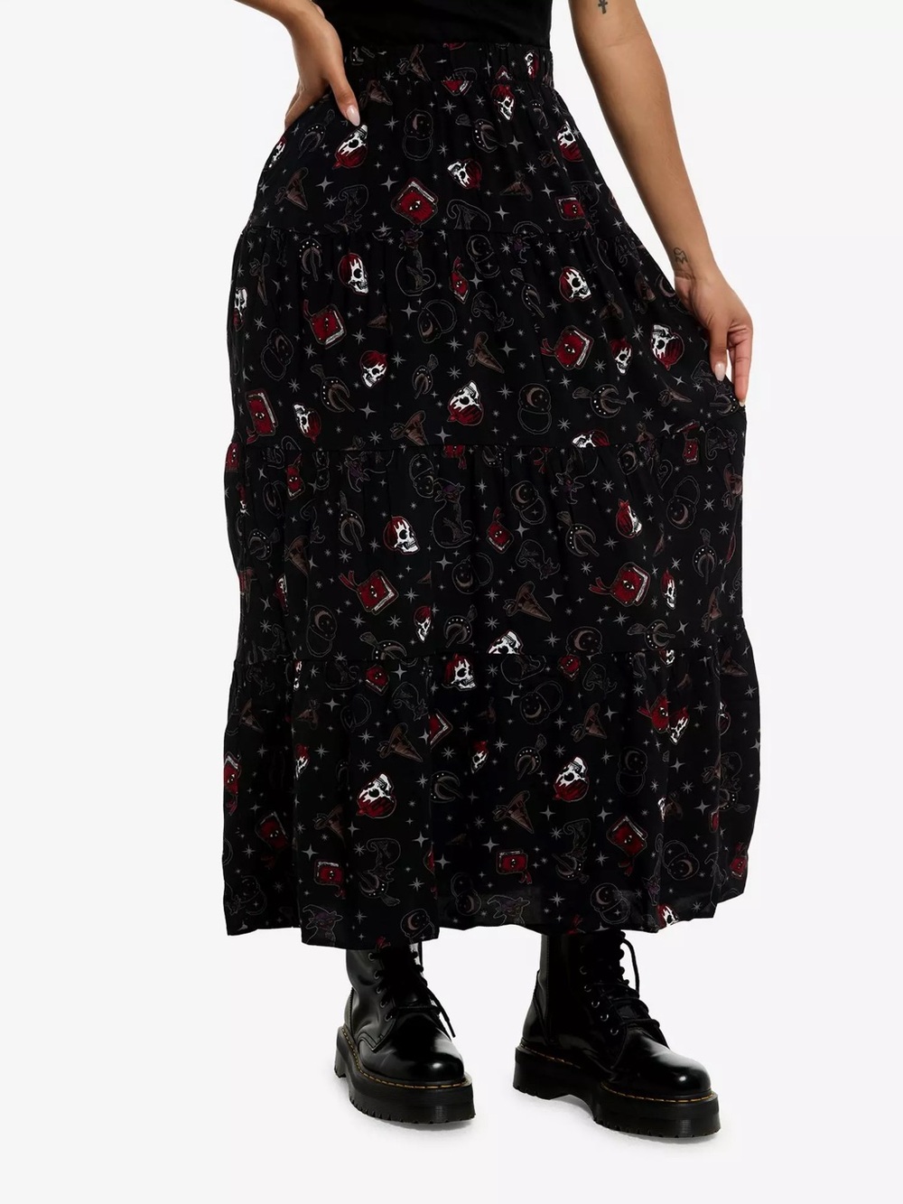 Cosmic Aura Witch Icons Tiered Midi Skirt Hot Topic Halloween